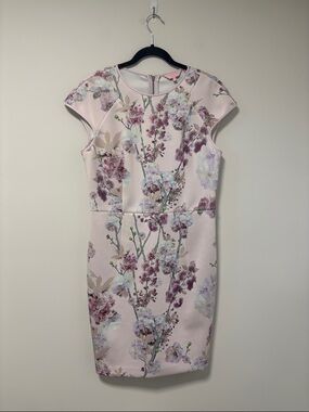 Ted Baker Blush Pink Floral Cap-Sleeve Dress